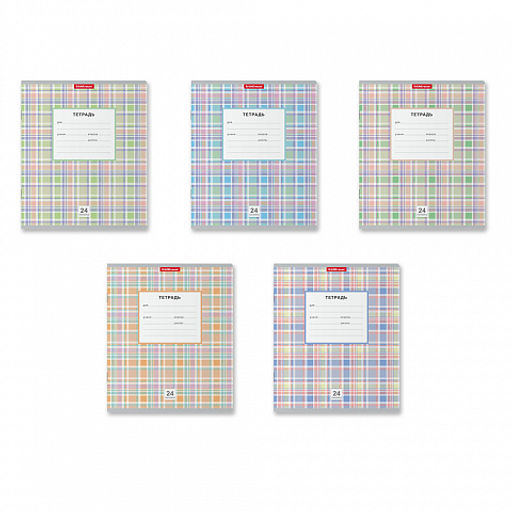 Цена за 160 шт. Тетрадь школьная ученическая ErichKrause Новая шотландка, 24 листа, клетка (в плёнке по 10 шт.) фото 13