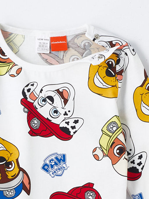 Bisiklet Yaka Uzun Kollu Paw Patrol Bask?l? Erkek Bebek Pijama Tak?m - Waikiki фото 3