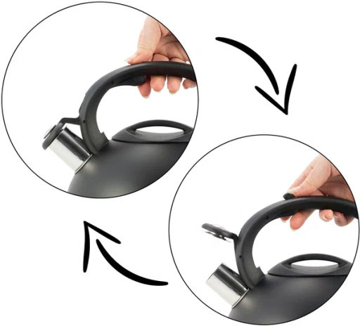 Чайник 2,5л из нержавеющей стали со свистком и ручкой из нейлона (100302) - Kamille фото 12