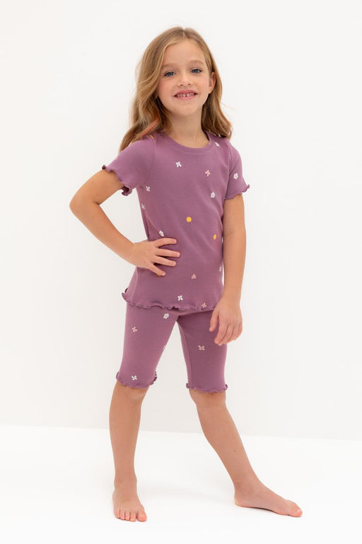 К 1632/темная орхидея,полянка пижама для дев