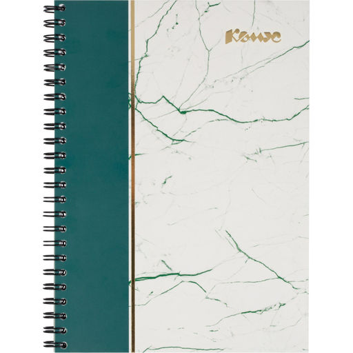 Бизнес-тетрадь А5 80л Комус МраморЗеленый клетк,80г,греб,карт,фольга,УФ-лак