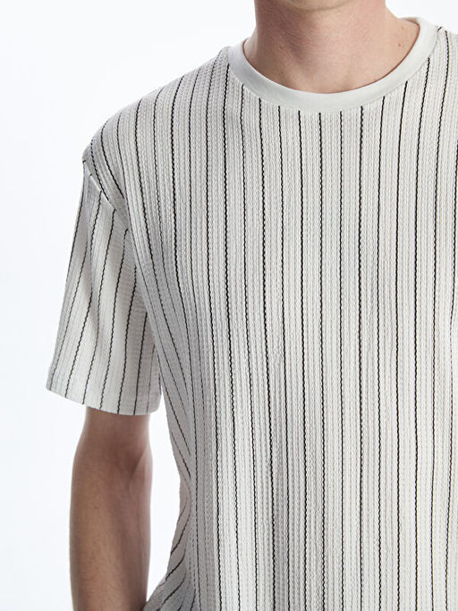 Bisiklet Yaka K?sa Kollu ?izgili Erkek Ti??rt