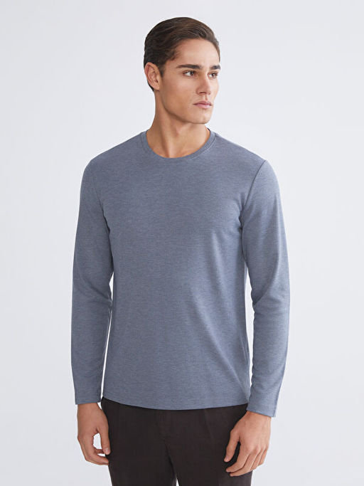 Bisiklet Yaka Uzun Kollu Erkek Ti??rt