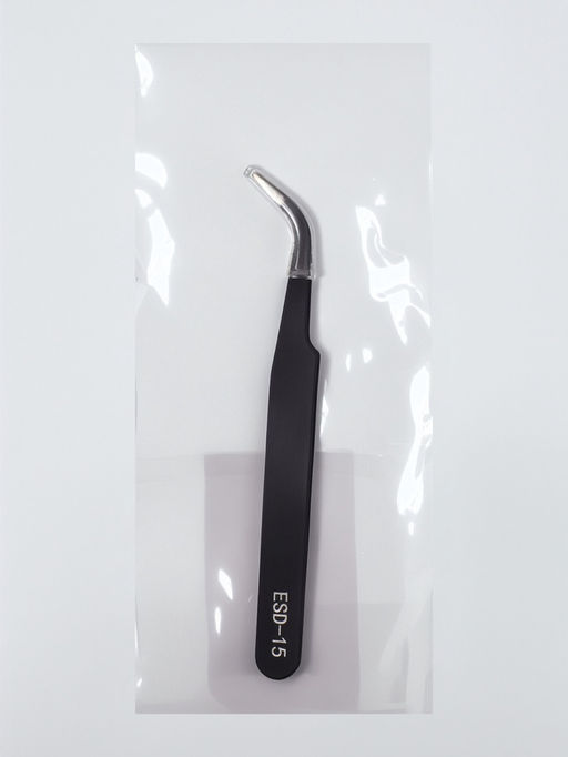 Пинцет для наращивания ресниц, загнутый, 12 см, чёрный