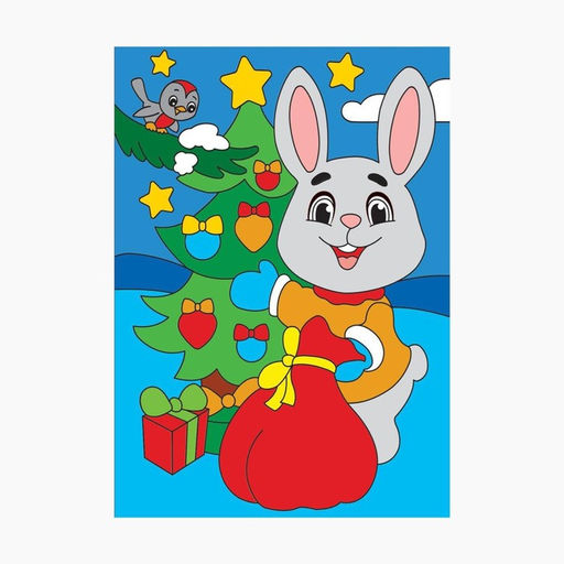 Набор для творчества. Картина по номерам и гравюра-открытка Зверята с подарками - Школа талантов фото 2