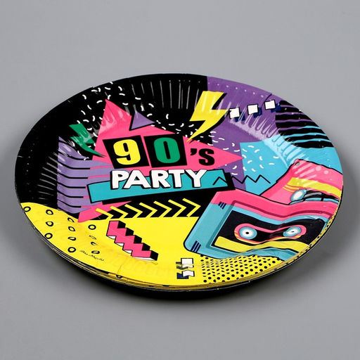 Тарелка бумажная 90-е,18 см, в наборе 6 шт. - Страна карнавалия фото 7