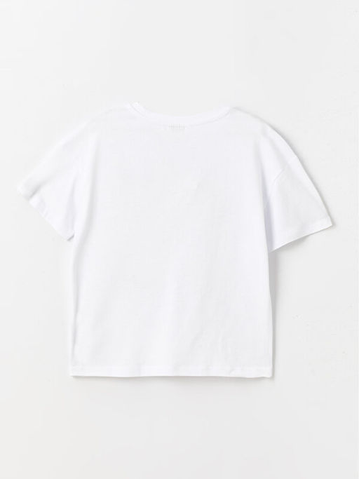 Bisiklet Yaka Bask?l? K?sa Kollu K?z ?ocuk Ti??rt - Waikiki фото 2