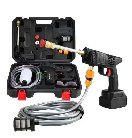 Мойка высокого давления аккумуляторная в кейсе с двумя аккумуляторами / минимойка с пистолетом и пенообразователем в кейсе для авто и для дома