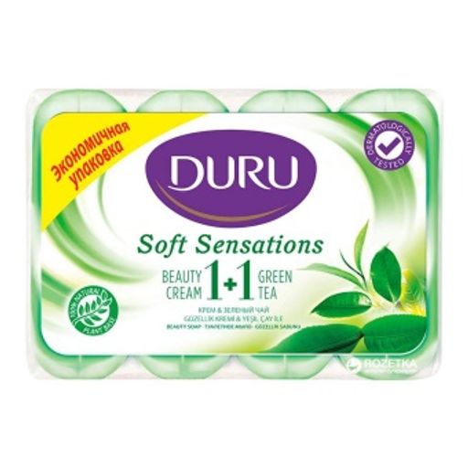 ДУРУ мыло-крем 4х80гр экопак 1+1 Зеленый чай