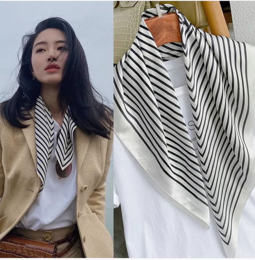 K13587 Платок 90/90 шелк искусственный БЕЛЫЙ