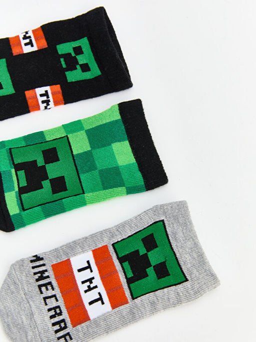 Minecraft Desenli Erkek ?ocuk Patik ?orap 5li