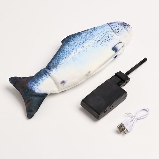 Игрушка для кошек Форель с двигающимся хвостом и с USB-зарядкой, 28 см - Пижон фото 4