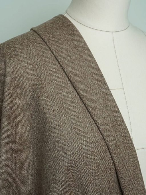 Шерсть костюмная Твид Елочка цв.бежево-коричневый, ш.1.5м, шерсть-50%, п/э-50%, 280гр/м.кв - Купава фото 4