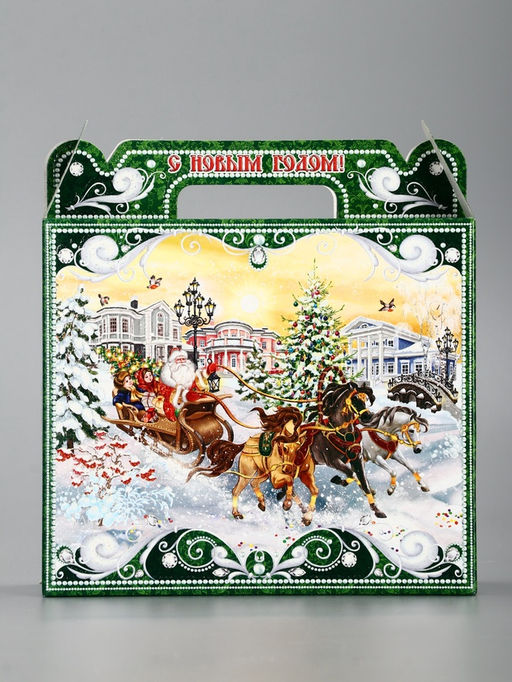 Цена за 10 шт. Подарочная коробка новогодняя «Чудо тройка» Чемоданчик малый, 17.3×6.5×15 см