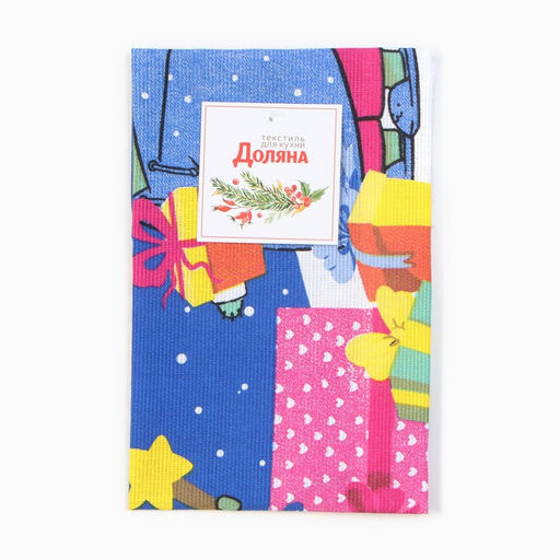 Полотенце Доляна Дракончики с подарками 28х46 см, 100% хл, рогожка 164 г/м2  фото 5