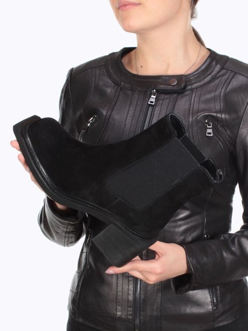 04-E21W-1B BLACK Ботинки зимние женские (натуральная замша, натуральный мех) - Фабричный китай фото 2