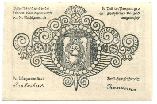 Банкнота 10 геллеров 1920 года Австрия  Санкт-Файт-им-Понгау (нотгельд)