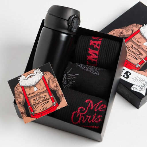 Новогодний подарочный набор термос и носки KAFTAN Xmas, р. 41-44 (27-29 см)  фото 9