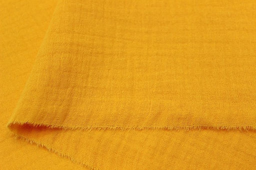 Муслин двухслойный с эффектом жатости цв.Оранжево-желтый, СОРТ2, ш.1.4м, хлопок-100%, 110гр/м.кв - Купава фото 3
