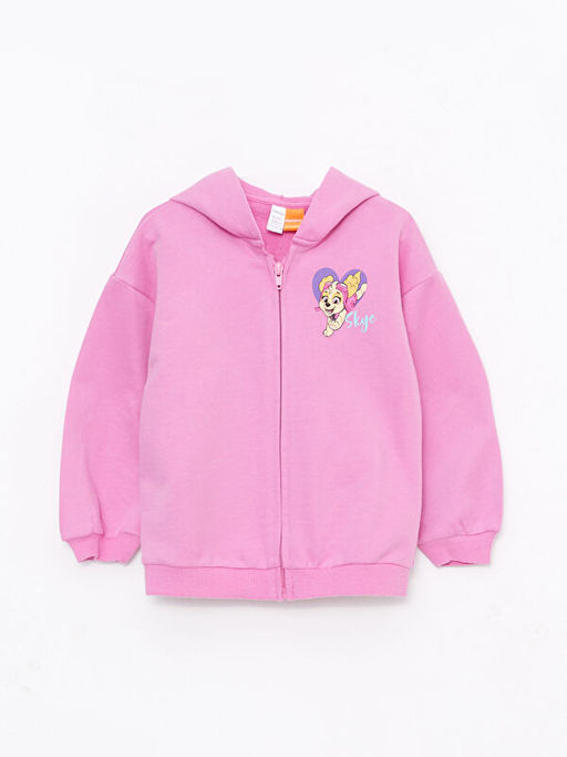 Kap??onlu Uzun Kollu Paw Patrol Bask?l? K?z Bebek Fermuarl? Sweatshirt