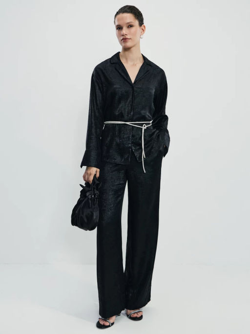 Прямые брюки из блестящей ткани / Zarina