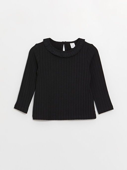 Bisiklet Yaka Uzun Kollu K?z Bebek Ti??rt