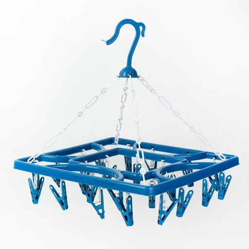 Сушилка для белья подвесная квадратная Доляна, 24 прищепки, цвет синий  фото 4