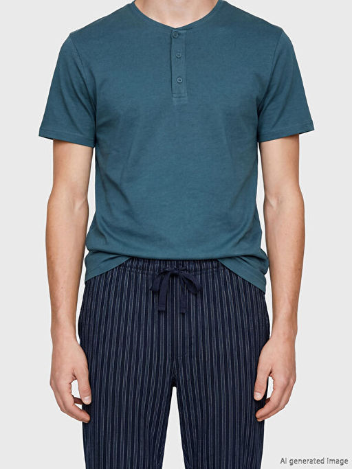 Bisiklet Yaka Erkek Pijama ?st?