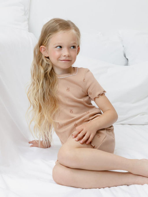 К 1180/нежный бежевый,маленькие мишки сорочка ночная для дев