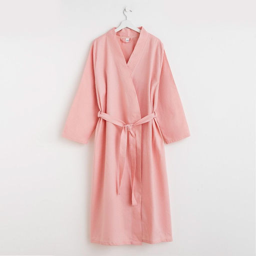 Халат вафельный женский удлинённый Экономь и Я размер 42-44, цвет пудра, 100% хлопок, 200 г/м²