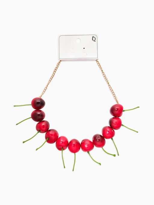 Колье на цепочке «Вишня», L=40 см, красное в золоте