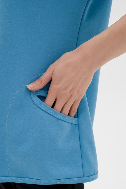 Кофта женская из коттон фита Анфиса небесный макси - Амадэль фото 10