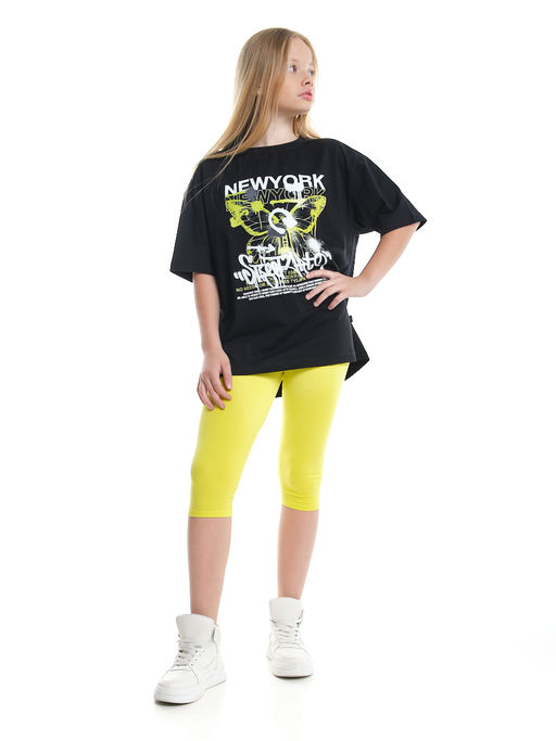 Футболка с принтом для девочки 22-9011 черный - Mini maxi фото 5