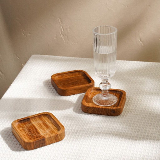 Набор тарелок - подставок SL Home, 10×10×2 см, 3 шт, дуб