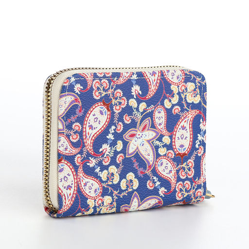 Кошелёк женский на молнии с ремешком, синий