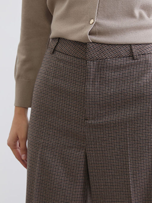 Standart Fit Ekose Kad?n Pantolon