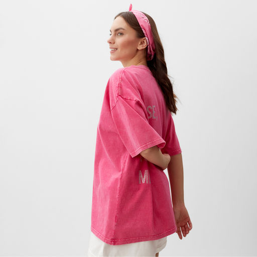 Футболка из вареного хлопка женская Mist Don&apos;t touch me, размер L, розовая