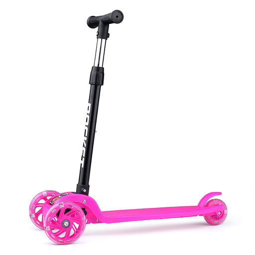 Самокат трёхколёсный ROCKET колёса световые PU, цвет розовый