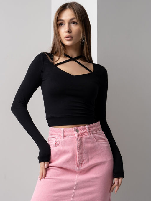 Кроп-топ с регулируемыми завязками  жен.арт.1128-1,черный - Binita фото 2