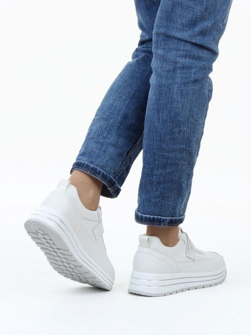 03-A1012-9A WHITE Кроссовки женские (натуральная кожа)