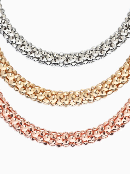 Браслеты цепочки «Плетение», набор 3 шт. тянется, d=7 см, серебро, бронза, золото