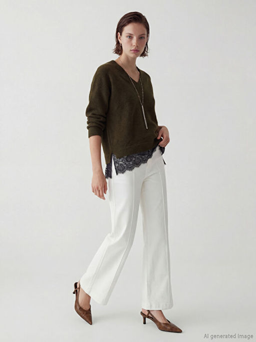 Y?ksek Bel Wideleg Kad?n Jean Pantolon