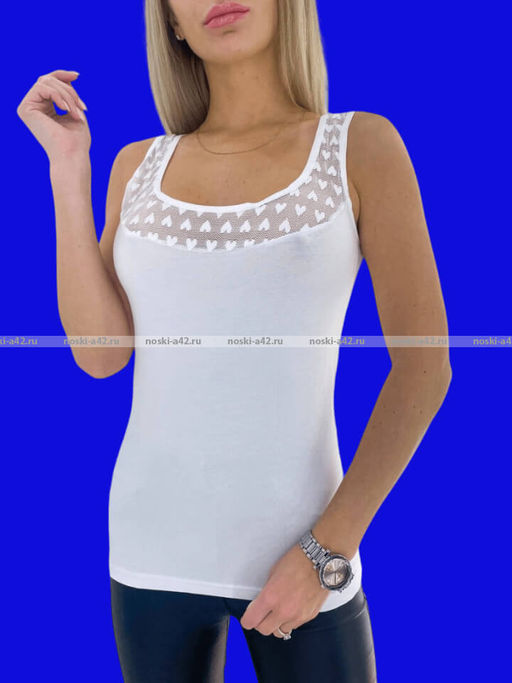Цена за 1 шт. Майки женские Miss Emma Турция Кружево арт. 9133 белые