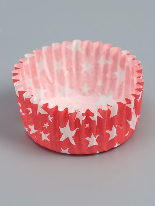 Цена за 300 шт. Форма для выпечки кексов бумажная UPAK LAND «Звёзды», 3.5×2 см, одноразовая, красная