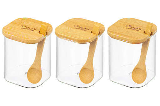 Набор банок для специй Elan Gallery Crystal Glass 3 шт 450 мл с ложкой фото 20