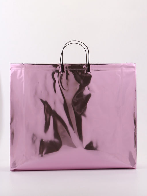Пакет подарочный ПВХ, голография, розовый, пластиковая ручка, 50×42×12 см
