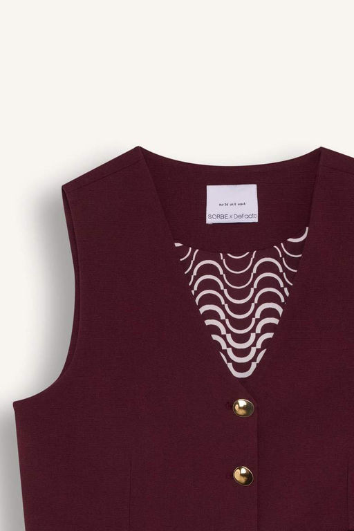 Блейзер с V-образным вырезом и застежкой на пуговицы Sorbe x DeFacto  фото 8