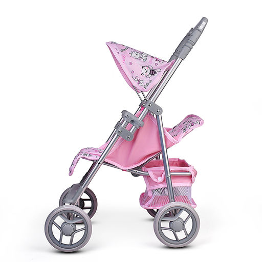 Коляская кукольная трость, металлическая, с корзиной