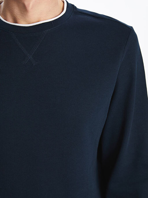 Bisiklet Yaka Uzun Kollu Erkek Sweatshirt