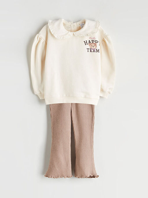 Bebe Yaka K?z Bebek Sweatshirt ve Tayt
